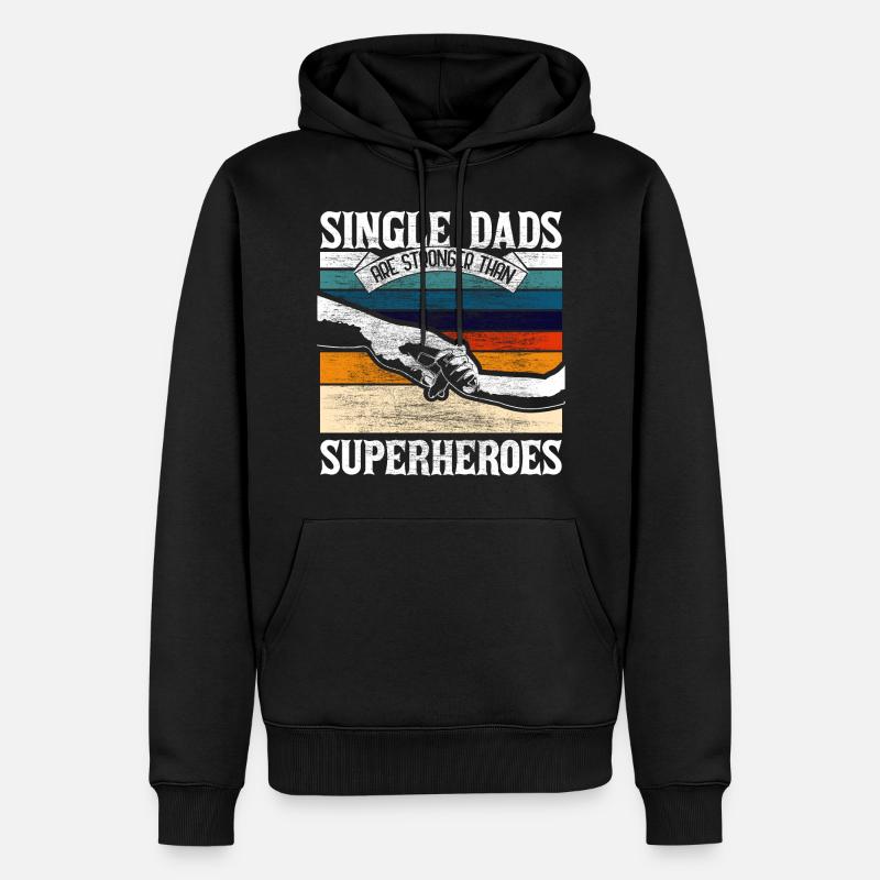 Idée cadeau Père Papa Célibataire - Sweat à capuche Premium bio Homme - noir