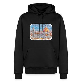 Florence Italie Aquarelle Esquisse Peinture Dessinée - Sweat à capuche Premium bio Homme - noir - Devant - Nico (187cm)