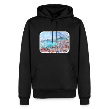 Kroatien Aquarellskizze Handgezeichnete Illustration - Männer Premium Bio Hoodie - Schwarz - Vorne - Nico (187cm)