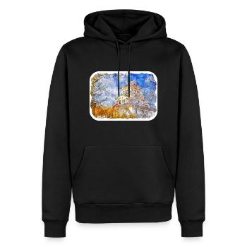 Japan Aquarellskizze Handgezeichnete Illustration - Männer Premium Bio Hoodie - Schwarz - Vorne - Nico (187cm)