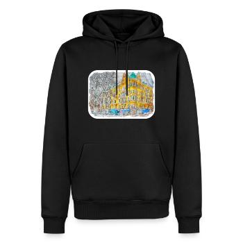 Helsinki Finnland Aquarell Skizze Illustration - Männer Premium Bio Hoodie - Schwarz - Vorne - Nico (187cm)