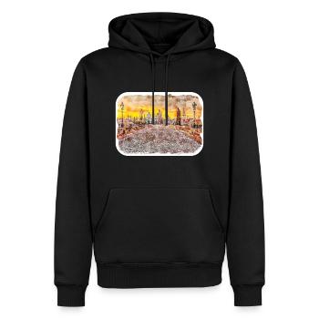 Prager Tschechien Aquarellskizze - Männer Premium Bio Hoodie - Schwarz - Vorne - Nico (187cm)