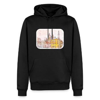Breslau, Polen, Aquarell, Skizze, gezeichnete Malerei - Männer Premium Bio Hoodie - Schwarz - Vorne - Nico (187cm)