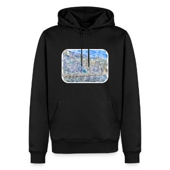 Sorrente Italie Aquarelle Esquisse Dessinée Peinture - Sweat à capuche Premium bio Homme - noir - Devant - Nico (187cm)