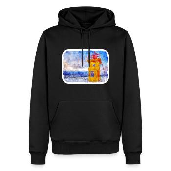 Islande croquis à l’aquarelle dessin à la main illustration - Sweat à capuche Premium bio Homme - noir - Devant - Nico (187cm)