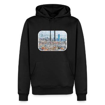 Barcelona Spanien Aquarellskizze Gezeichnete Zeichnung - Männer Premium Bio Hoodie - Schwarz - Vorne - Nico (187cm)