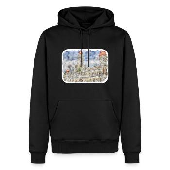 Malaisie Aquarelle Esquisse Dessinée à la Main Illustration - Sweat à capuche Premium bio Homme - noir - Devant - Nico (187cm)