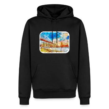 Dublin Irlande Royaume-Uni Aquarelle Sketch Illustration - Sweat à capuche Premium bio Homme - noir - Devant - Nico (187cm)