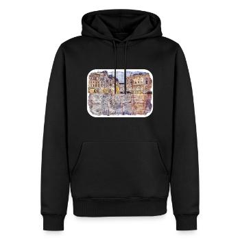 Zürich Schweiz Aquarellskizze gezeichnet Paintin - Männer Premium Bio Hoodie - Schwarz - Vorne - Nico (187cm)