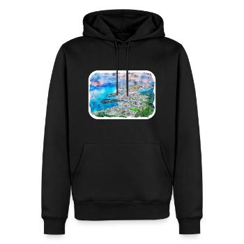 Queenstown Neuseeland Aquarell Skizze Farbe - Männer Premium Bio Hoodie - Schwarz - Vorne - Nico (187cm)