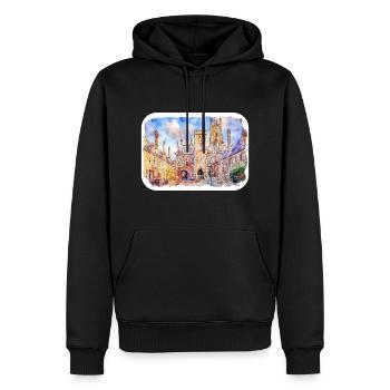 Uk Wahrzeichen Aquarell Skizze Gemälde Illustratio - Männer Premium Bio Hoodie - Schwarz - Vorne - Nico (187cm)