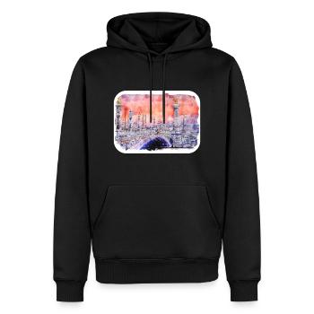 Paris Frankreich Aquarell Skizze Zeichnung Zeichnung - Männer Premium Bio Hoodie - Schwarz - Vorne - Nico (187cm)