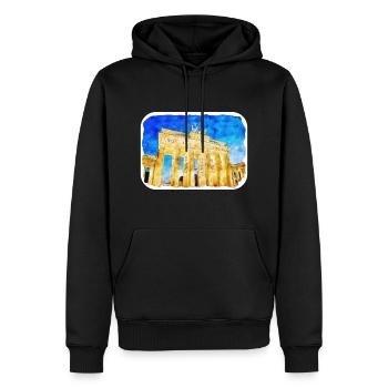 Allemagne Aquarelle Esquisse Dessinée à la main Illustration - Sweat à capuche Premium bio Homme - noir - Devant - Nico (187cm)