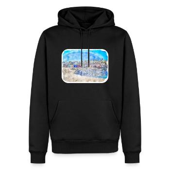 Illustration de croquis à l’aquarelle de Californie usa - Sweat à capuche Premium bio Homme - noir - Devant - Nico (187cm)