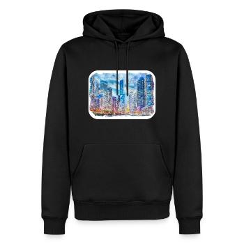 Chicago USA Aquarell Skizze gezeichnete Illustration - Männer Premium Bio Hoodie - Schwarz - Vorne - Nico (187cm)