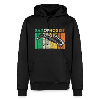 Saxophone Instrument à vent Idée cadeau musicale - Sweat à capuche Premium bio Homme - noir - Devant - Nico (187cm)
