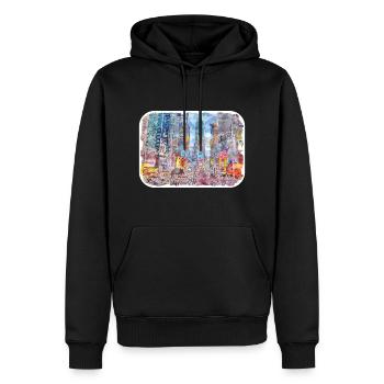 New York USA Aquarell Skizze Malerei Zeichnung - Männer Premium Bio Hoodie - Schwarz - Vorne - Nico (187cm)