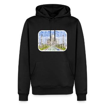 Indien Wahrzeichen Aquarell Skizze Farbe Illustratio - Männer Premium Bio Hoodie - Schwarz - Vorne - Nico (187cm)