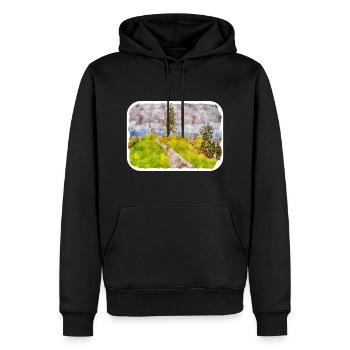 Illustration de l’esquisse à l’aquarelle de Slovénie - Sweat à capuche Premium bio Homme - noir - Devant - Nico (187cm)