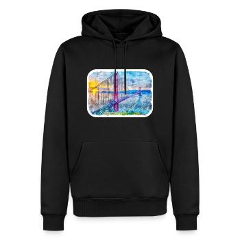 San Francisco Usa Watercolor Sketch Illustration - Men’s Premium Organic Hoodie - black - Front - Nico (187cm)