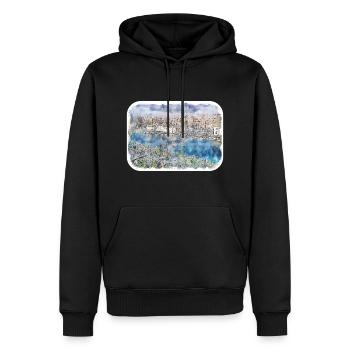 Le Caire Egypte Aquarelle Esquisse Dessinée Illustration - Sweat à capuche Premium bio Homme - noir - Devant - Nico (187cm)