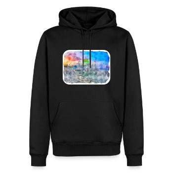 Malaisie Aquarelle Esquisse Dessinée à la Main Illustration - Sweat à capuche Premium bio Homme - noir - Devant - Nico (187cm)