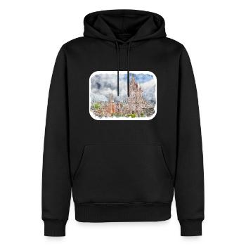 San Miguel De Allende Mexique Aquarelle Esquisse Dra - Sweat à capuche Premium bio Homme - noir - Devant - Nico (187cm)
