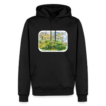 Angleterre Royaume-Uni Aquarelle Esquisse Dessinée à la main Peinture - Sweat à capuche Premium bio Homme - noir - Devant - Nico (187cm)