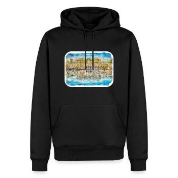 Autriche Aquarelle Esquisse Dessinée à la main Illustration - Sweat à capuche Premium bio Homme - noir - Devant - Nico (187cm)