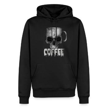 Heavy metal punk coffee skull - Men’s Premium Organic Hoodie - black - Front - Nico (187cm)