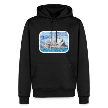 Australie Aquarelle Esquisse Dessinée à la Main Peinture - Sweat à capuche Premium bio Homme - noir - Devant - Nico (187cm)