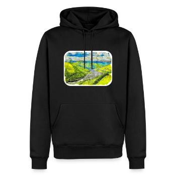 England UK Aquarell Skizze Malerei Illustration - Männer Premium Bio Hoodie - Schwarz - Vorne - Nico (187cm)