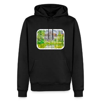 Allemagne Aquarelle Esquisse Dessinée à la main Illustration - Sweat à capuche Premium bio Homme - noir - Devant - Nico (187cm)