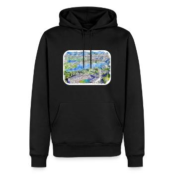 Helsinki Finnland Aquarell Skizze Illustration - Männer Premium Bio Hoodie - Schwarz - Vorne - Nico (187cm)