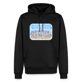 Budapest Ungarn Aquarell Skizze Zeichnung Zeichnung - Männer Premium Bio Hoodie - Schwarz - Vorne - Nico (187cm)