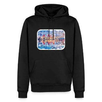 Illustration de l’esquisse à l’aquarelle de monument de Lituanie - Sweat à capuche Premium bio Homme - noir - Devant - Nico (187cm)