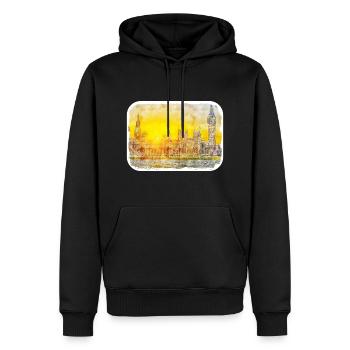 England UK Watercolor Sketch Drawn Illustration - Men’s Premium Organic Hoodie - black - Front - Nico (187cm)