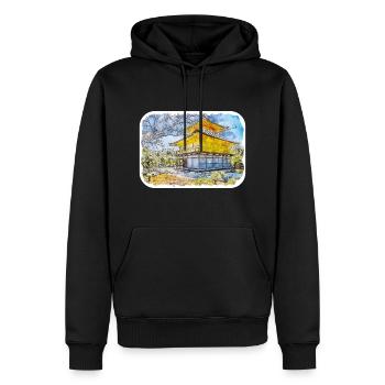 Japan Aquarellskizze Handgezeichnete Illustration - Männer Premium Bio Hoodie - Schwarz - Vorne - Nico (187cm)