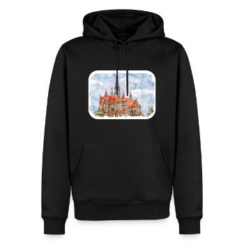 Allemagne Aquarelle Esquisse Dessinée à la main Illustration - Sweat à capuche Premium bio Homme - noir - Devant - Nico (187cm)