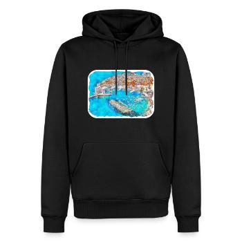 Kroatien Aquarellskizze Handgezeichnete Illustration - Männer Premium Bio Hoodie - Schwarz - Vorne - Nico (187cm)