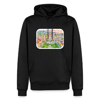 San Miguel De Allende Mexique Aquarelle Esquisse Dra - Sweat à capuche Premium bio Homme - noir - Devant - Nico (187cm)