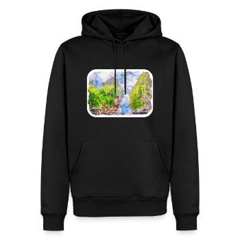 Thaïlande Aquarelle Esquisse Dessinée à la Main Illustration - Sweat à capuche Premium bio Homme - noir - Devant - Nico (187cm)