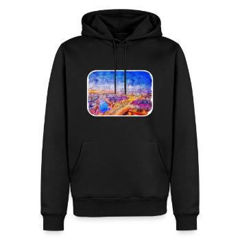 Berlin Allemagne Aquarelle Esquisse Dessinée Peinture - Sweat à capuche Premium bio Homme - noir - Devant - Nico (187cm)