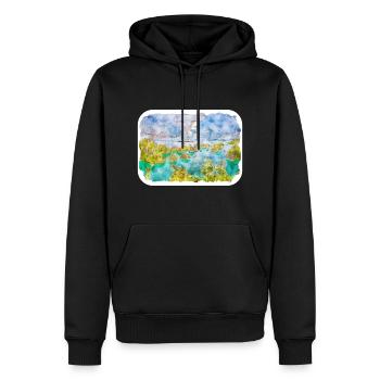 Indonésie Aquarelle Esquisse Dessinée à la Main Peinture - Sweat à capuche Premium bio Homme - noir - Devant - Nico (187cm)