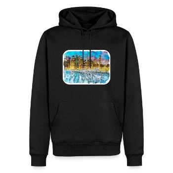 USA Aquarellskizze Handgezeichnete Illustration - Männer Premium Bio Hoodie - Schwarz - Vorne - Nico (187cm)