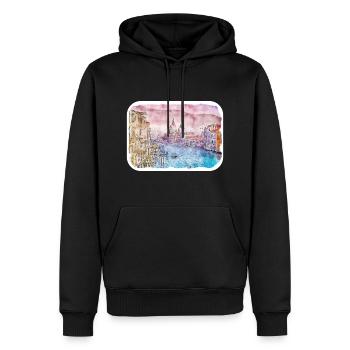 Sorrente Italie Aquarelle Esquisse Dessinée Peinture - Sweat à capuche Premium bio Homme - noir - Devant - Nico (187cm)