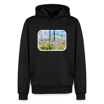 Edinburgh Schottland UK Aquarell Skizze gezeichnet Schmerz - Männer Premium Bio Hoodie - Schwarz - Vorne - Nico (187cm)