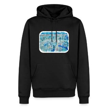Chicago USA Aquarell Skizze gezeichnete Illustration - Männer Premium Bio Hoodie - Schwarz - Vorne - Nico (187cm)