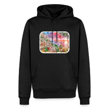 Positano Italie Aquarelle Esquisse Dessinée Illustratio - Sweat à capuche Premium bio Homme - noir - Devant - Nico (187cm)