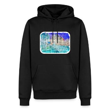 Belgique Point de repère aquarelle croquis dessin de peinture - Sweat à capuche Premium bio Homme - noir - Devant - Nico (187cm)